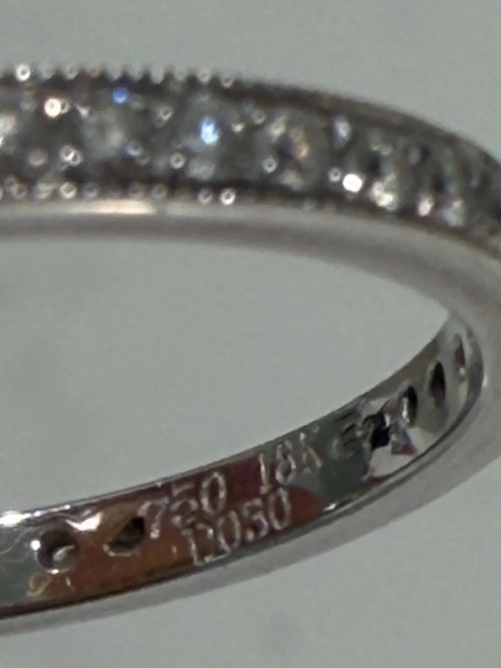 Pave Natural Diamond 18K White Gold Eternity Ring Size 5.75